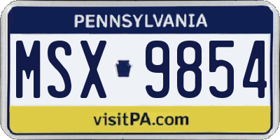 PA license plate MSX9854