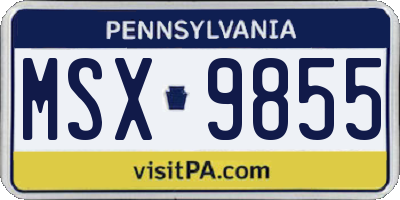 PA license plate MSX9855