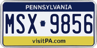 PA license plate MSX9856
