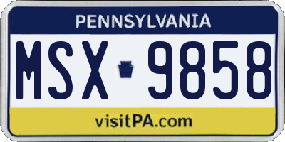 PA license plate MSX9858