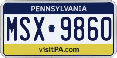 PA license plate MSX9860