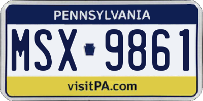 PA license plate MSX9861