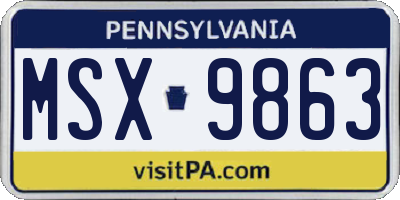 PA license plate MSX9863