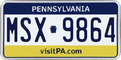 PA license plate MSX9864