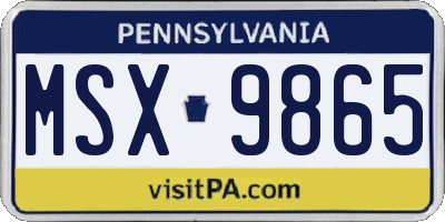 PA license plate MSX9865