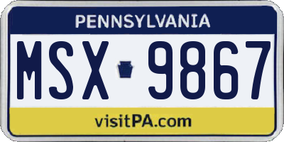 PA license plate MSX9867