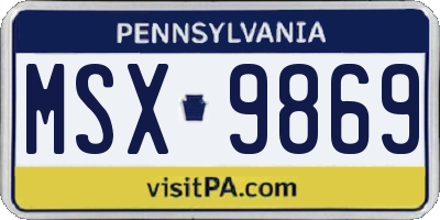 PA license plate MSX9869