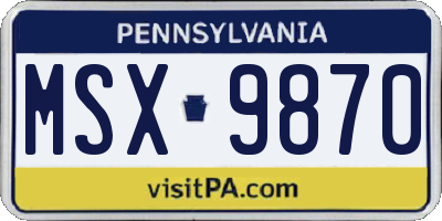 PA license plate MSX9870