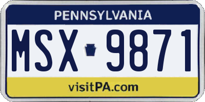 PA license plate MSX9871