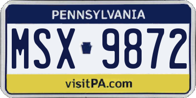 PA license plate MSX9872