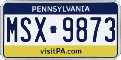 PA license plate MSX9873