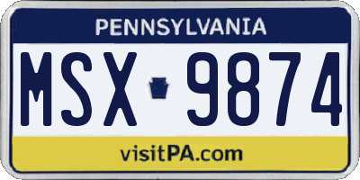 PA license plate MSX9874