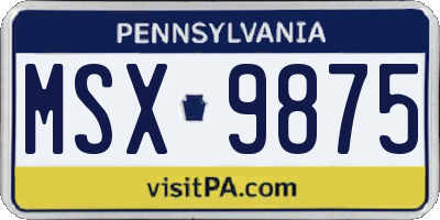 PA license plate MSX9875