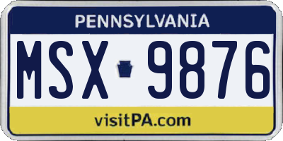 PA license plate MSX9876