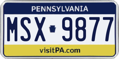 PA license plate MSX9877