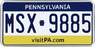 PA license plate MSX9885