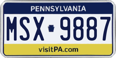 PA license plate MSX9887