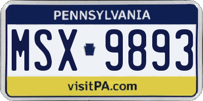 PA license plate MSX9893