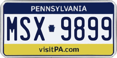 PA license plate MSX9899