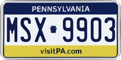 PA license plate MSX9903