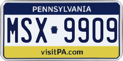 PA license plate MSX9909
