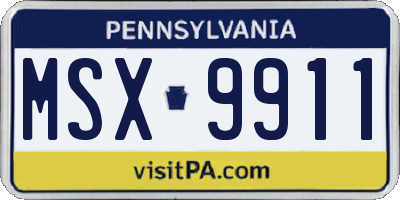 PA license plate MSX9911