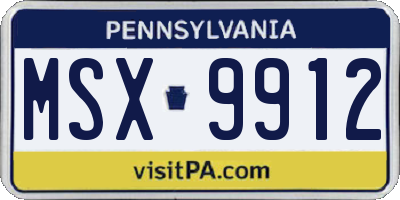 PA license plate MSX9912