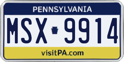 PA license plate MSX9914