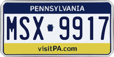 PA license plate MSX9917