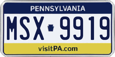 PA license plate MSX9919