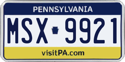 PA license plate MSX9921