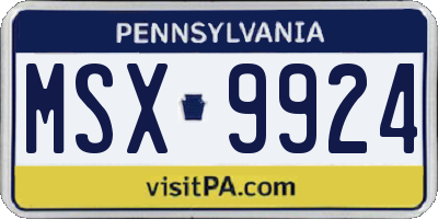 PA license plate MSX9924