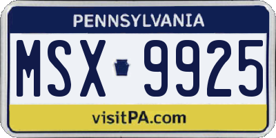 PA license plate MSX9925