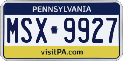 PA license plate MSX9927