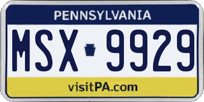 PA license plate MSX9929