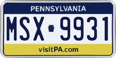 PA license plate MSX9931
