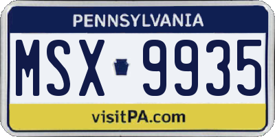 PA license plate MSX9935