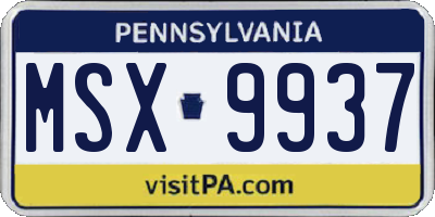 PA license plate MSX9937