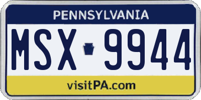 PA license plate MSX9944