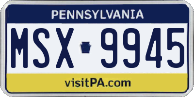 PA license plate MSX9945