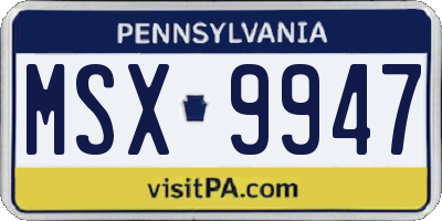 PA license plate MSX9947