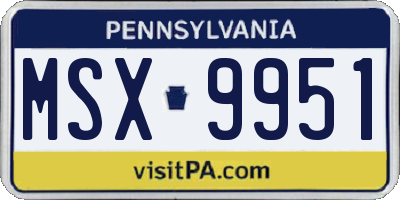 PA license plate MSX9951