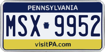 PA license plate MSX9952