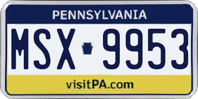 PA license plate MSX9953