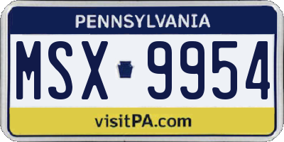 PA license plate MSX9954