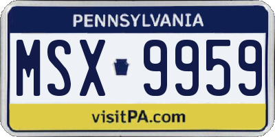 PA license plate MSX9959