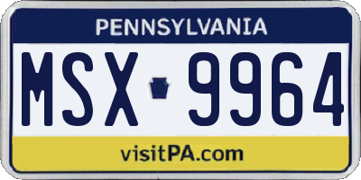 PA license plate MSX9964