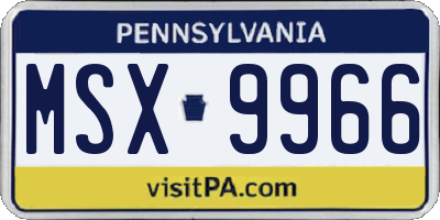 PA license plate MSX9966