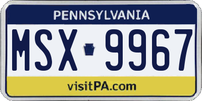 PA license plate MSX9967