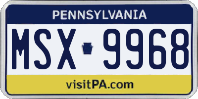 PA license plate MSX9968